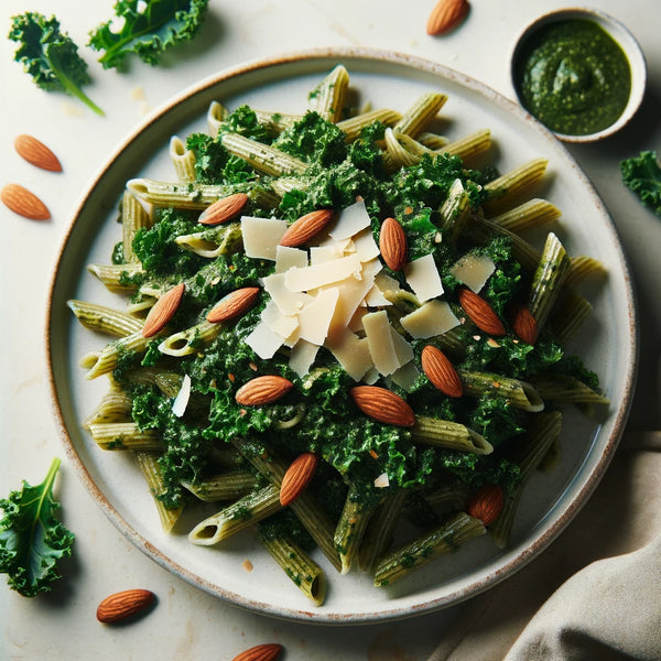 Verdant Bliss Pasta: Kale and Almond Pesto Harmony